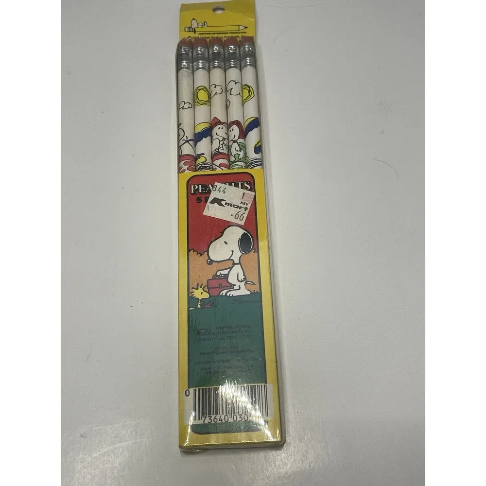 Vtg Peanuts‎ Snoopy Pencils Pack Of 5 With Peanuts Eraser Empire Pencil Company